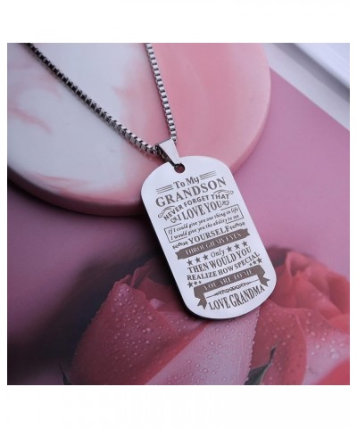 To My Son Necklace from Dad Mom Never Forget How Much I Love You Birthday Christmas Gifts Dog Tag Necklace To my grandson fro...