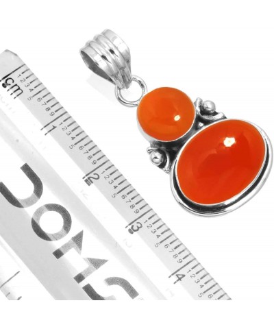 925 Sterling Silver Handmade Pendant for Women Oval Round 2 Gemstone Statement Jewelry for Gift (99509_P) Carnelian $18.10 Pe...