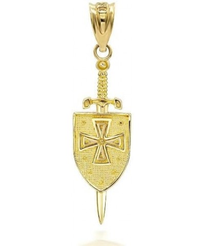 3D Saint Michael Sword & Shield Cross Pendant Necklace 14K Gold 14K Yellow Gold $70.39 Necklaces