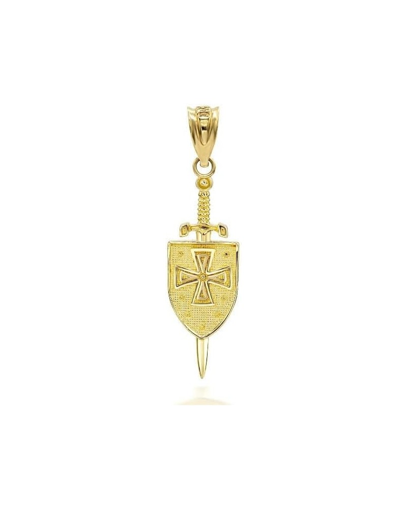 3D Saint Michael Sword & Shield Cross Pendant Necklace 14K Gold 14K Yellow Gold $70.39 Necklaces