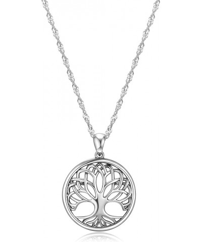 925 Sterling Silver Celtic Knot Openwork Tree of Life Earrings and Pendant Necklace Classic Tree of Life Round Pendant $17.15...