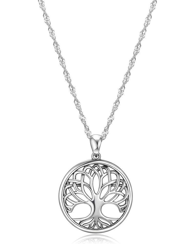 925 Sterling Silver Celtic Knot Openwork Tree of Life Earrings and Pendant Necklace Classic Tree of Life Round Pendant $17.15...