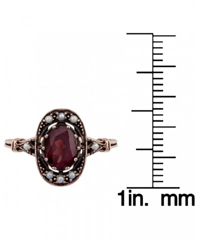 10k Rose Gold Vintage Style Genuine Oval Garnet and Cultured-Pearl Ring $96.75 Rings