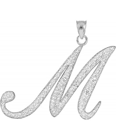 14K Gold Diamond Accented Fine Dangling Cursive Initial A-Z Charm 3/4" Pendant (J-K Color, I1-I2 Clarity) - Choice of Initial...