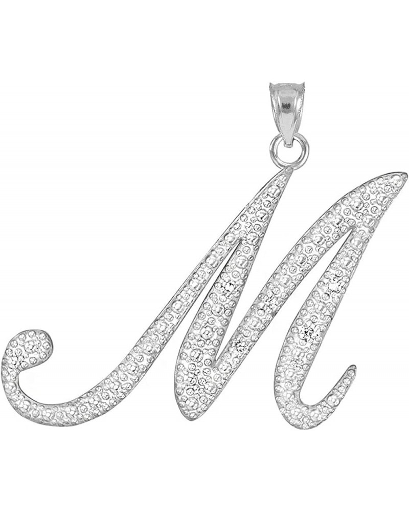 14K Gold Diamond Accented Fine Dangling Cursive Initial A-Z Charm 3/4" Pendant (J-K Color, I1-I2 Clarity) - Choice of Initial...