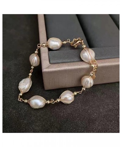 Pearl Bracelet Baroque Cultured Handmade 18K Gold Work Around Silk. Delicate Pearl Bracelets for Women are Made Up of 8-10mm ...