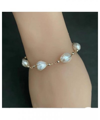 Pearl Bracelet Baroque Cultured Handmade 18K Gold Work Around Silk. Delicate Pearl Bracelets for Women are Made Up of 8-10mm ...