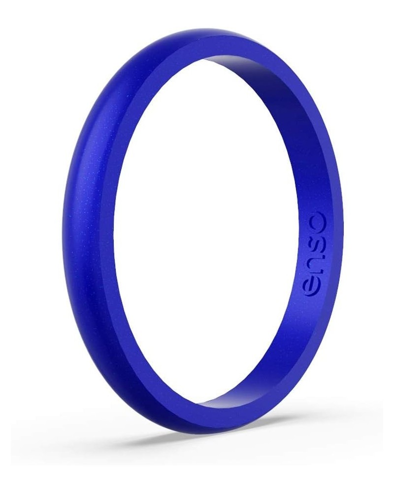 Halo Birthstone Silicone Ring – Minimalist Stackable Wedding Engagement Band – – 2.54mm Wide, 1.5mm Thick Sapphire-Colored $1...