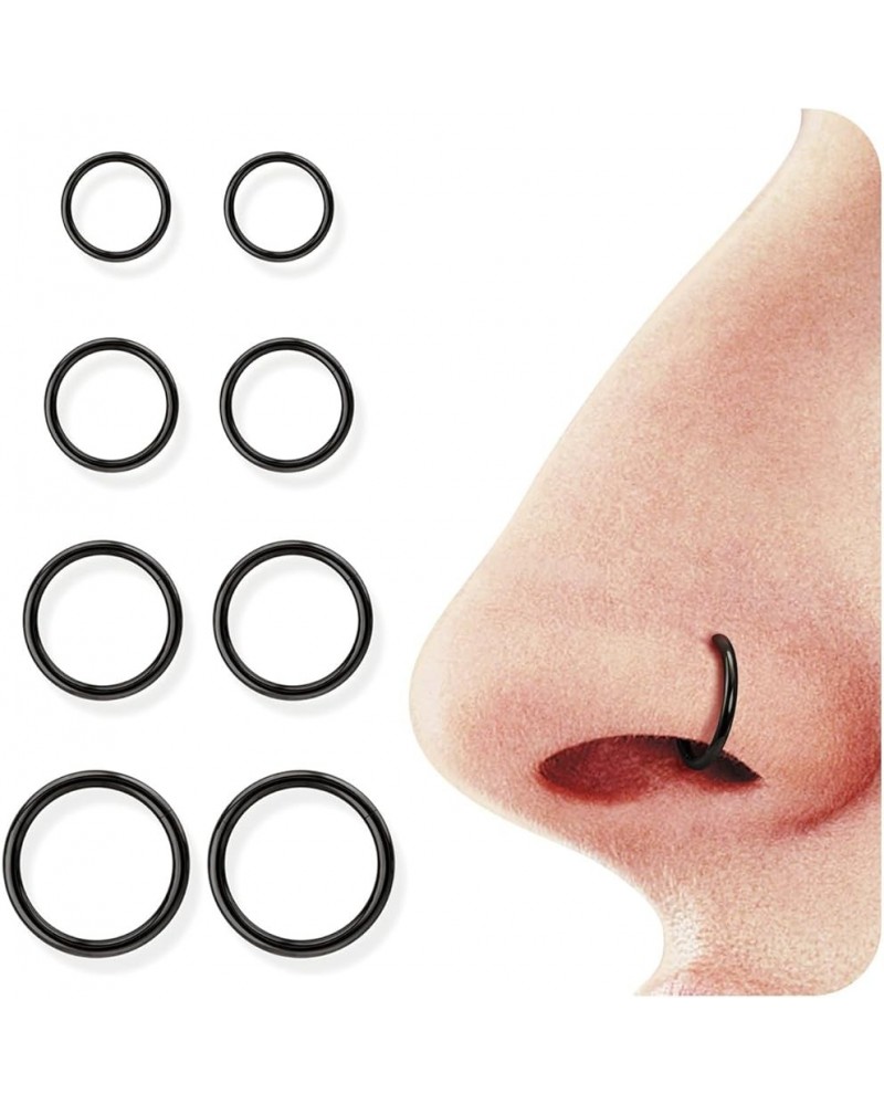 4/8 pcs 16G/18G/20G 316L Surgical Steel Seamless Hinged Nose Rings Hoops Septum Rings Lip Rings Hypoallergenic | Earrings for...