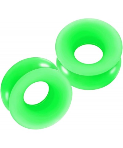 2PCS Silicone Green Double Flared Saddle Stretcher Ear Tunnel Gauge Plug Earring Lobe Piercing Jewelry Pick Size G:2PCS-5/8 i...