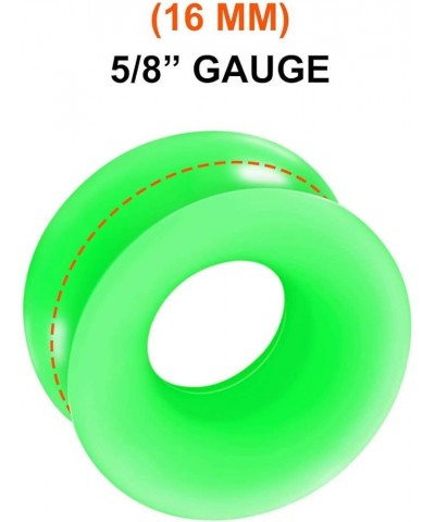 2PCS Silicone Green Double Flared Saddle Stretcher Ear Tunnel Gauge Plug Earring Lobe Piercing Jewelry Pick Size G:2PCS-5/8 i...