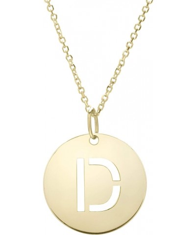 14k Yellow Gold Initial Letter Round Pendant Necklace, 18 Initial D $79.92 Necklaces