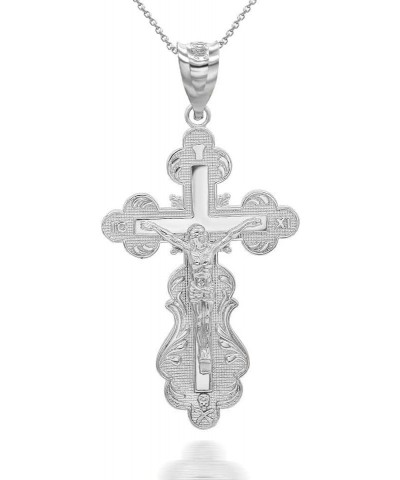 Fine .925 Sterling Silver Crucifix Jesus Christ on the Eastern Orthodox IC XC NIKA Cross Pendant Necklace with with Rolo Chai...