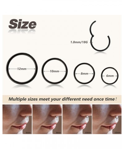 4/8 pcs 16G/18G/20G 316L Surgical Steel Seamless Hinged Nose Rings Hoops Septum Rings Lip Rings Hypoallergenic | Earrings for...