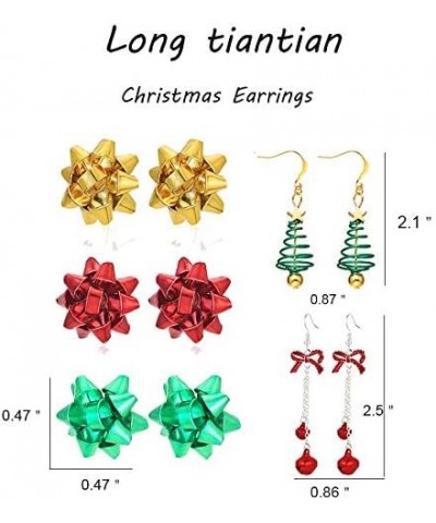 Bow Knot Snowflake Jingle Bell Reindeer Chrismtas Earrings for Women Girl Cute Christmas Xmas Party Gifts 5paris $11.79 Earrings