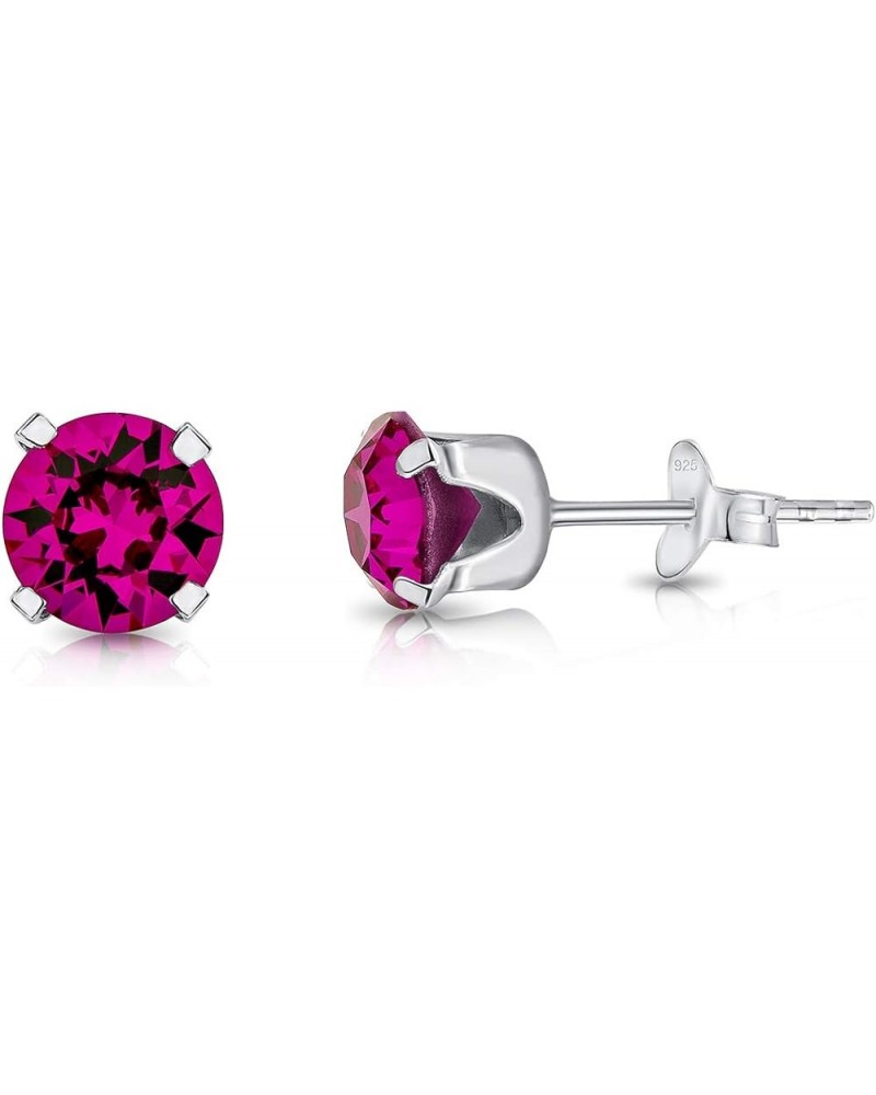 925 Sterling Silver SMALL/MEDIUM Round Stud Earrings made with Crystals from Swarovski Elements - Diameter: 6 mm Fuchsia $11....