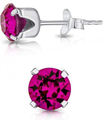 925 Sterling Silver SMALL/MEDIUM Round Stud Earrings made with Crystals from Swarovski Elements - Diameter: 6 mm Fuchsia $11....