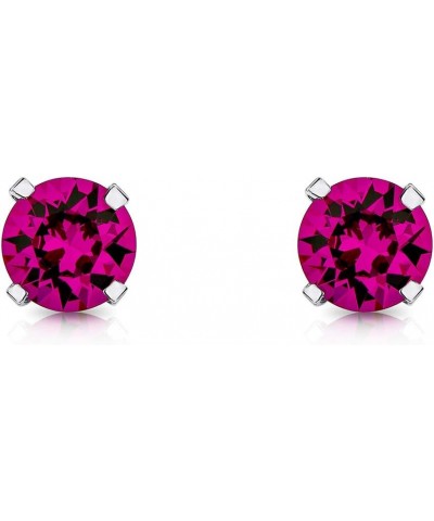 925 Sterling Silver SMALL/MEDIUM Round Stud Earrings made with Crystals from Swarovski Elements - Diameter: 6 mm Fuchsia $11....