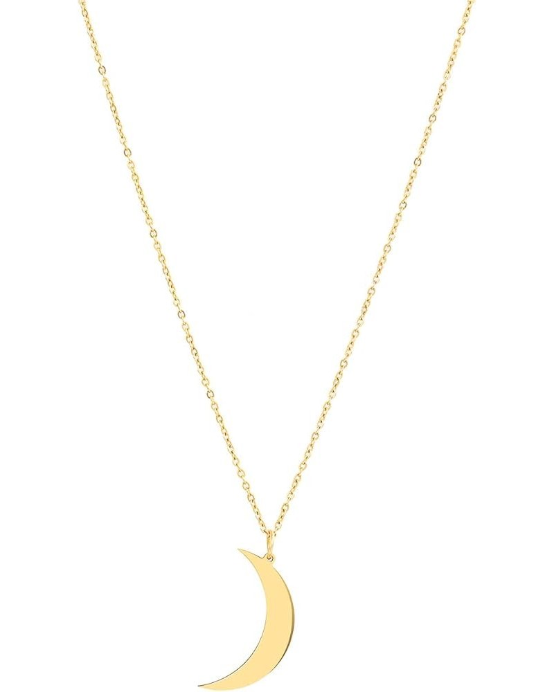 Crescent Moon Necklace, 18K Gold Plated Stainless Steel Crescent Moon Pendant Necklace Delicate Dainty Crescent Necklace for ...