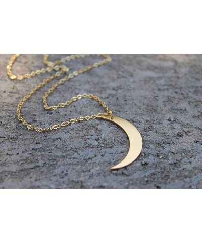 Crescent Moon Necklace, 18K Gold Plated Stainless Steel Crescent Moon Pendant Necklace Delicate Dainty Crescent Necklace for ...