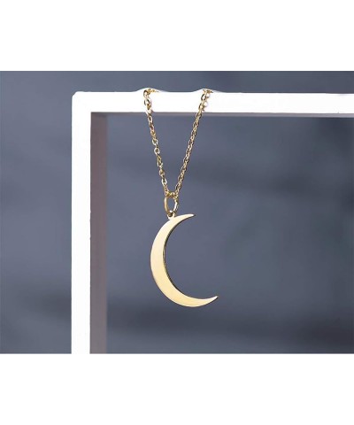 Crescent Moon Necklace, 18K Gold Plated Stainless Steel Crescent Moon Pendant Necklace Delicate Dainty Crescent Necklace for ...