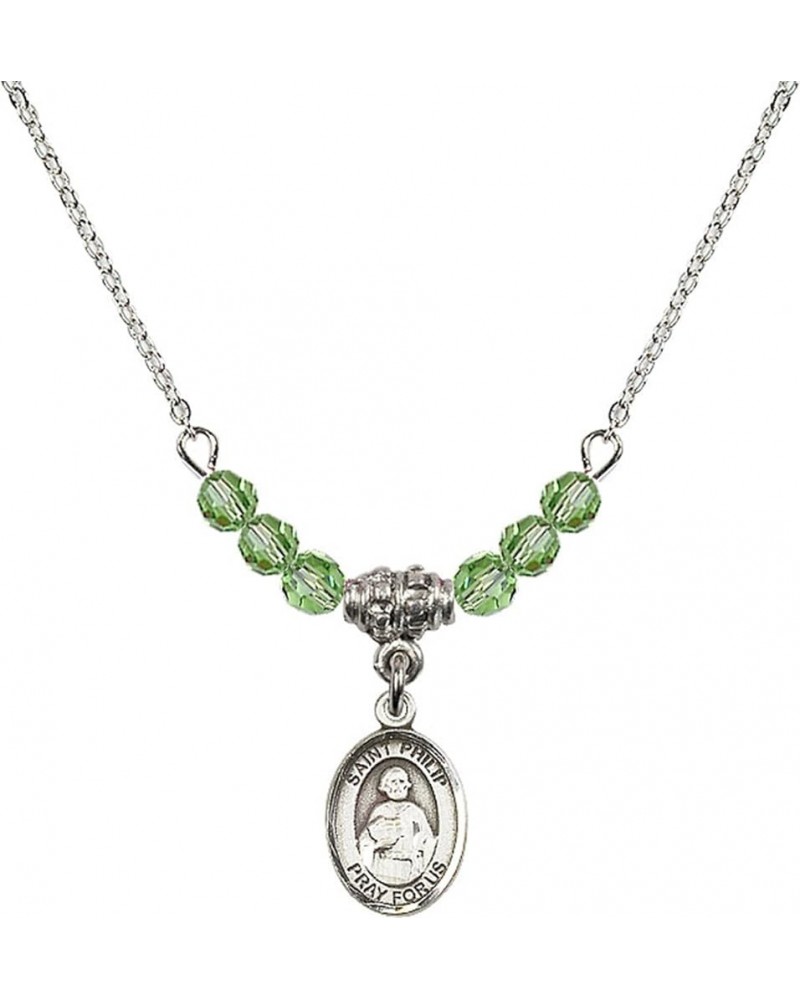 August Birth Month Bead Necklace with Catholic Patron Saint Petite Charm, 18 Inch Saint Philip the Apostle $33.24 Necklaces