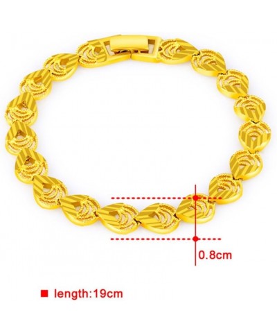 Fashion Carved Flower 24K Yellow Gold Plating Women's Teens Lady's Heavy Cut Noble Chain Bracelet Kinds Style 6mm~8mm Width 8...