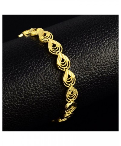 Fashion Carved Flower 24K Yellow Gold Plating Women's Teens Lady's Heavy Cut Noble Chain Bracelet Kinds Style 6mm~8mm Width 8...