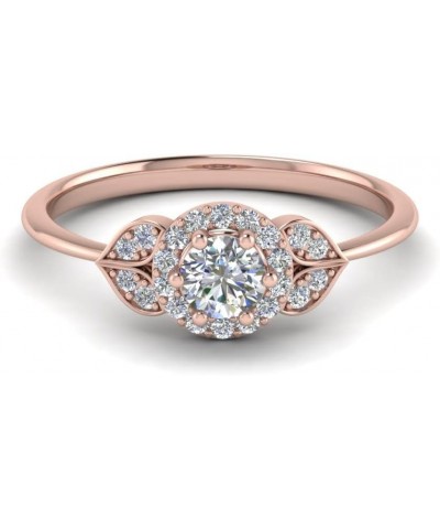 Choose Your Gemstone Petal Diamond CZ Engagement Ring rose gold plated Round Shape PETITE ENGAGEMENT RINGS Everyday Jewelry W...