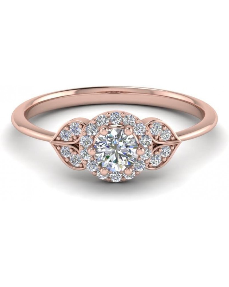 Choose Your Gemstone Petal Diamond CZ Engagement Ring rose gold plated Round Shape PETITE ENGAGEMENT RINGS Everyday Jewelry W...