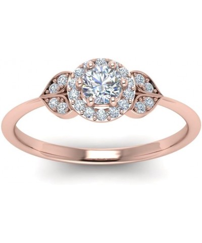 Choose Your Gemstone Petal Diamond CZ Engagement Ring rose gold plated Round Shape PETITE ENGAGEMENT RINGS Everyday Jewelry W...