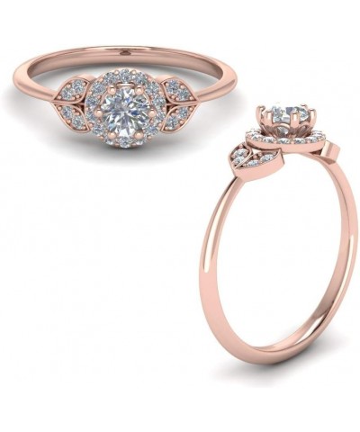 Choose Your Gemstone Petal Diamond CZ Engagement Ring rose gold plated Round Shape PETITE ENGAGEMENT RINGS Everyday Jewelry W...