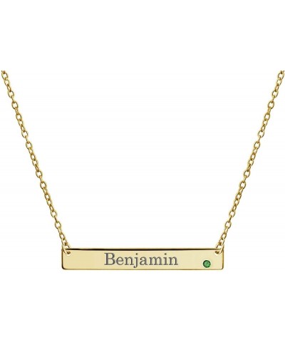 Personalized Customizable Initial Horizontal Sideway Inspirational Flat Bar Name Plated Pendant Necklace For Teen Women 14K G...