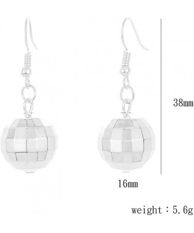 Disco Ball Earrings For Women, Mirrorball Earrings 70'S Disco Prom Earrings Cool Silver Hoop Dangle For Teen Girls Costume Ac...