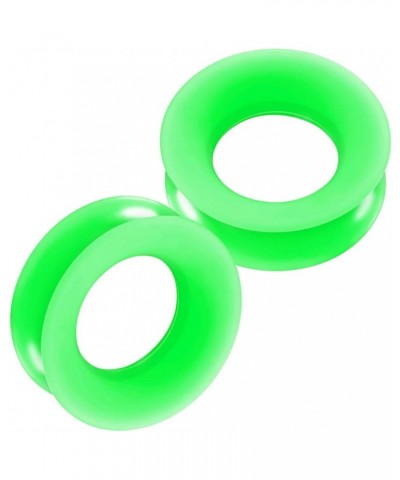 2PCS Silicone Green Double Flared Saddle Stretcher Ear Tunnel Gauge Plug Earring Lobe Piercing Jewelry Pick Size N:2PCS-1-3/1...