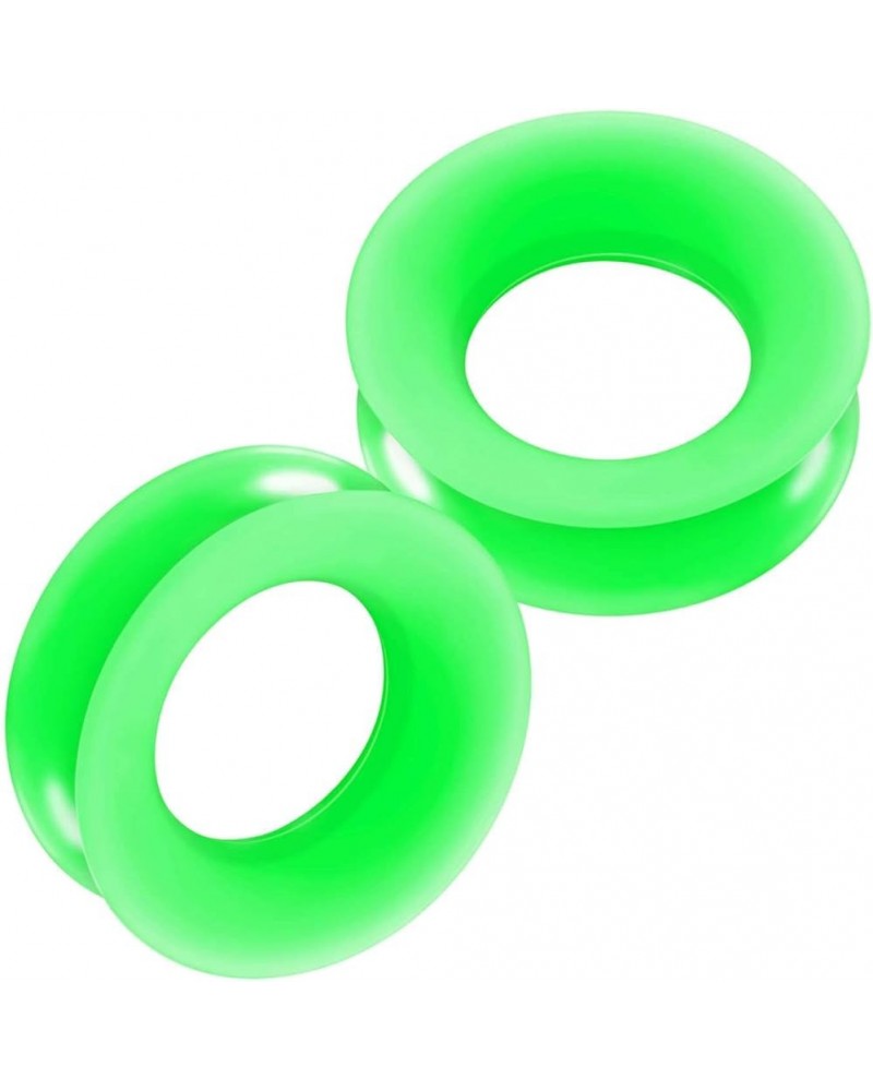 2PCS Silicone Green Double Flared Saddle Stretcher Ear Tunnel Gauge Plug Earring Lobe Piercing Jewelry Pick Size N:2PCS-1-3/1...