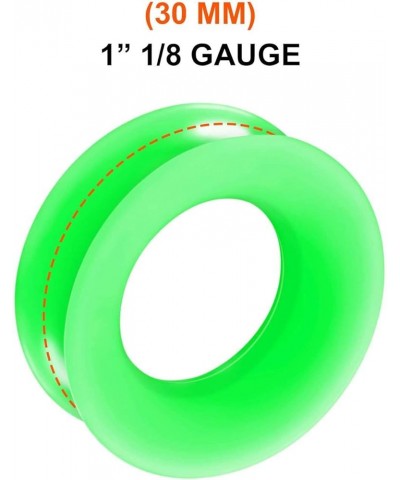 2PCS Silicone Green Double Flared Saddle Stretcher Ear Tunnel Gauge Plug Earring Lobe Piercing Jewelry Pick Size N:2PCS-1-3/1...