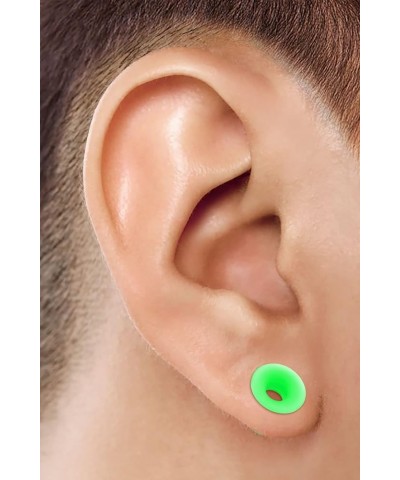 2PCS Silicone Green Double Flared Saddle Stretcher Ear Tunnel Gauge Plug Earring Lobe Piercing Jewelry Pick Size N:2PCS-1-3/1...