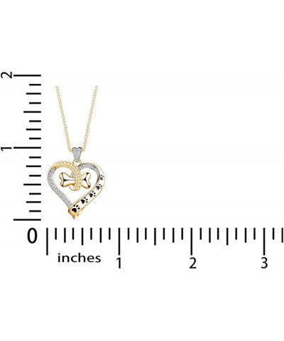 Round Cut White Cubic Zirconia Cute Dog Paws with Bone Open Heart Pendant Necklace For Women 925 Sterling Silver Along With 1...