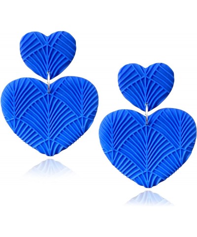 Handmade Heart Earrings Dangling Heart Shaped Earrings For Women Dangle Barbie Earrings Unique Gifts Royal Blue $8.11 Earrings