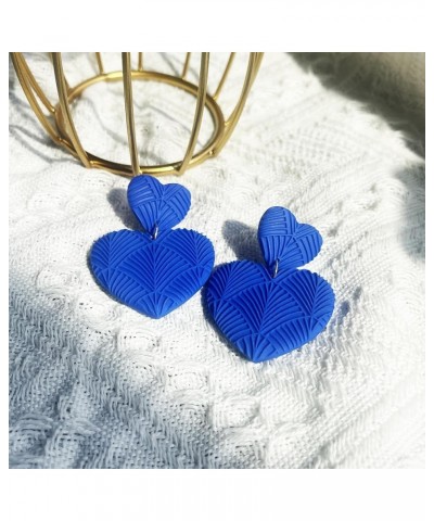 Handmade Heart Earrings Dangling Heart Shaped Earrings For Women Dangle Barbie Earrings Unique Gifts Royal Blue $8.11 Earrings