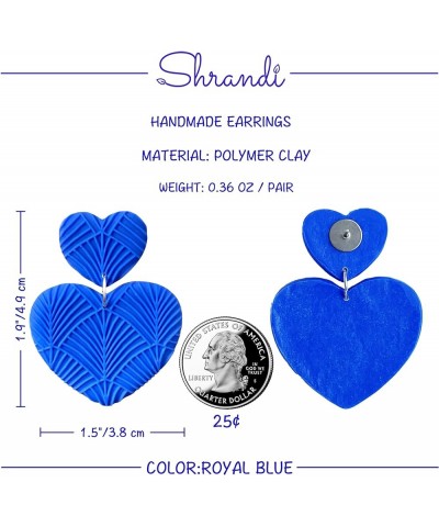 Handmade Heart Earrings Dangling Heart Shaped Earrings For Women Dangle Barbie Earrings Unique Gifts Royal Blue $8.11 Earrings