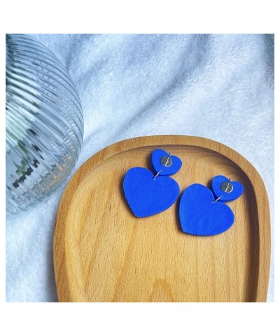 Handmade Heart Earrings Dangling Heart Shaped Earrings For Women Dangle Barbie Earrings Unique Gifts Royal Blue $8.11 Earrings