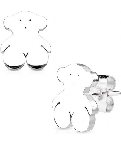 Pair of Teddy Bear 316L Stainless Steel WildKlass Earring Studs Steel $9.87 Earrings