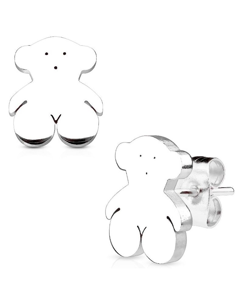 Pair of Teddy Bear 316L Stainless Steel WildKlass Earring Studs Steel $9.87 Earrings