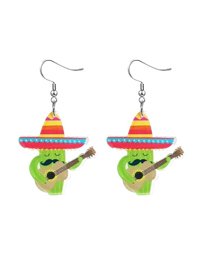 Cinco de Mayo Earrings Mexican Earrings for Women Girls Funny Fiesta Pepper Racket Rainbow Horse Hat Cactus Guitar Earrings C...