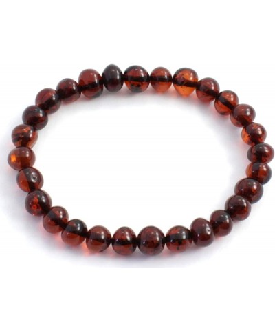 Baltic Amber Adult Stretch Bracelet for Men or Women - 7-8 Inches Long - Polished Beads Cherry 7 inches $11.74 Bracelets