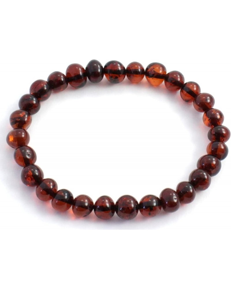 Baltic Amber Adult Stretch Bracelet for Men or Women - 7-8 Inches Long - Polished Beads Cherry 7 inches $11.74 Bracelets