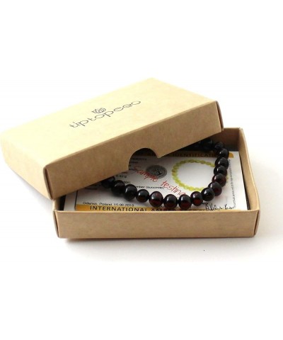 Baltic Amber Adult Stretch Bracelet for Men or Women - 7-8 Inches Long - Polished Beads Cherry 7 inches $11.74 Bracelets