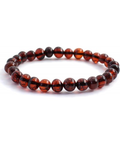 Baltic Amber Adult Stretch Bracelet for Men or Women - 7-8 Inches Long - Polished Beads Cherry 7 inches $11.74 Bracelets